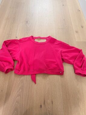 Anthropologie Pilcro Hot Pink Cropped Sweatshirt with open back, size XS